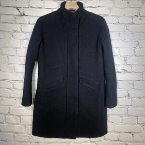 J. Crew Cocoon Coat in Italian Stadium Cloth Wool Nello Gori J5536‎ Size 2 Black
